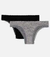 Kit 02 Calcinhas Biquíni em Microfibra com Renda Seamless - 1