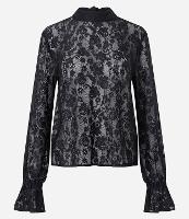 Blusa em Renda com Gola Alta e Babado na Manga - 1