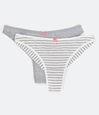 Kit 02 Calcinhas Biquíni Fio Duplo em Algodão