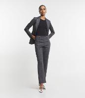 Calça Reta em Viscose com Estampa Xadrez e Cinto Embutido com Fivelas - 1