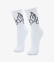 Meia Cano Alto em Algodão com Estampa Silhueta de Fogo - 1