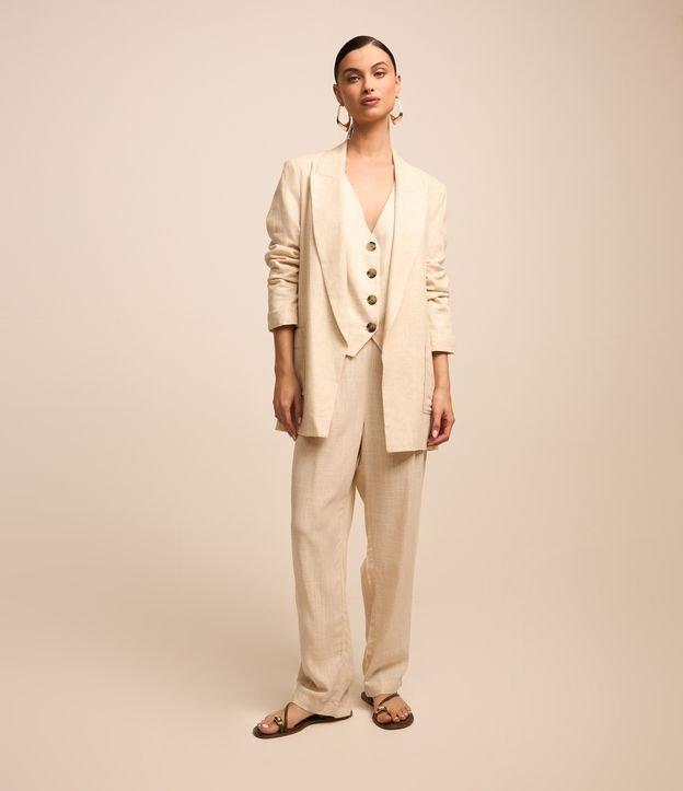 Calça Fluída em Viscolinho com Cós Elástico e Amarração - 4