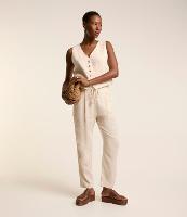 Calça Fluída em Viscolinho com Cós Elástico e Amarração - 5