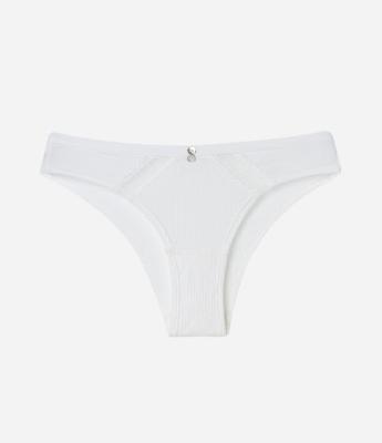 Calcinha Biquíni em Viscose com Detalhe Frontal em Renda