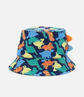 Chapéu Bucket Infantil com Estampa do Dinos com Cristas 3D