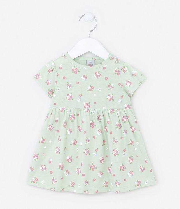 Vestido Infantil em Meia Malha com Estampa Floral - Tam 0 a 18 meses - 1