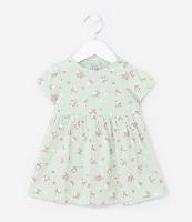 Vestido Infantil em Meia Malha com Estampa Floral - Tam 0 a 18 meses - 1