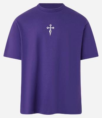 Camiseta Relaxed em Meia Malha com Estampa Cruz em Foil