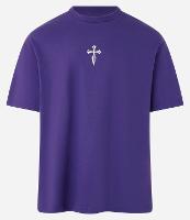 Camiseta Relaxed em Meia Malha com Estampa Cruz em Foil - 1