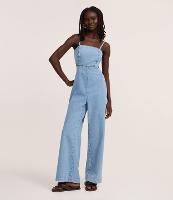 Macacão Longo em Jeans com Recorte e Amarração - 3