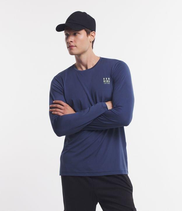 Camiseta Esportiva Tecnologia Dry com Elastano e Lettering Running - 1