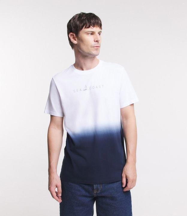 Camiseta Regular em Algodão com Estampa Tie Dye e Lettering - 1