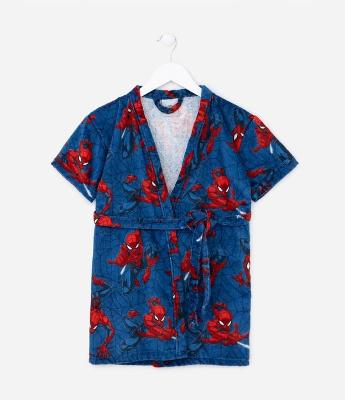 Roupão Infantil Atoalhado com Estampa do Homem Aranha - Tam P ao GG