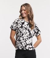 Blusa em Viscose com Estampa Floral Contrastante - 1