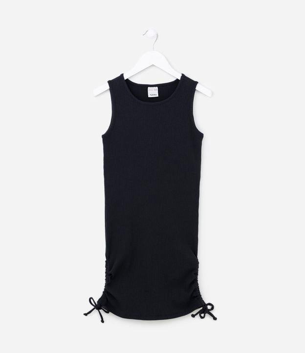 Vestido Infantil Canelado com Franzido nas Laterais - Tam 5 a 14 anos - 1