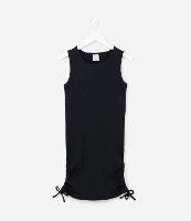 Vestido Infantil Canelado com Franzido nas Laterais - Tam 5 a 14 anos - 1