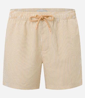 Bermuda de Praia Listrada em Microfibra com Textura Anarruga