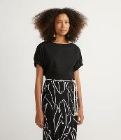 Blusa Manga Curta em Viscolinho com Botões Sem Estampa - 1