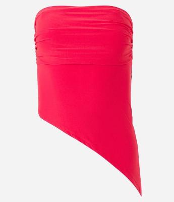 Blusa em Meia Malha Tomara que Caia com Barra Assimétrica