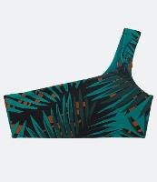 Biquíni Top Ombro Só em Poliamida com Estampa de Folhagem - 2