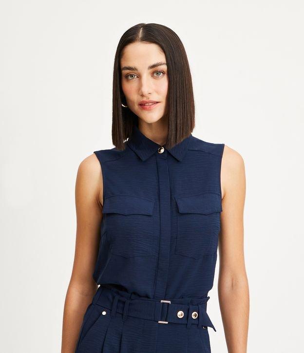 Camisa Sem Manga Airflow com Vista Oculta e Bolsos Frontais - 1