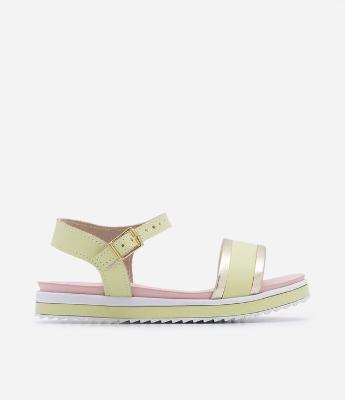 Sandália Flatform Infantil com Detalhes Metalizados e Sola Tricolor - Tam 20 ao 25