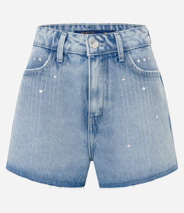 Short Cintura Alta em Jeans com Detalhes em Brilhos e Estrelas - 2