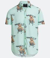 Camisa Regular em Viscose com Estampa Urso no Carrinho e Lettering - 1