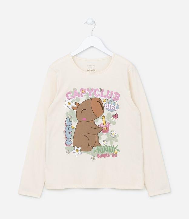 Camiseta Infantil com Estampa de Capivara - Tam 5 a 14 anos - 1