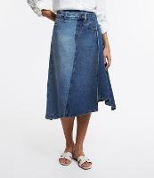 Saia Midi em Jeans com Recortes Assimétricos e Cinto - 2