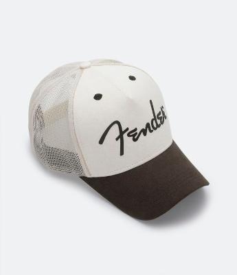 Boné Trucker em Algodão com Aba Curva Lettering Fender e Telinha