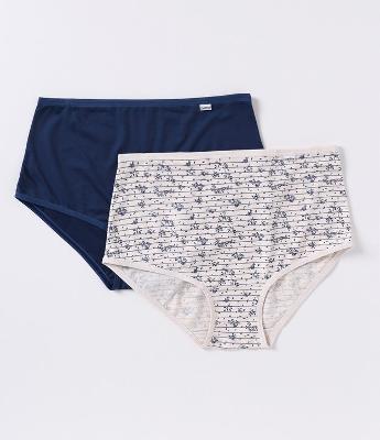 Kit 02 Calcinhas Altas em Microfibra Lisa e Estampada Floral DelRio