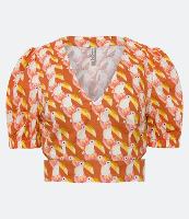Blusa Cropped em Linho com Mangas Bufantes e Estampa de Tucaninhos - 2