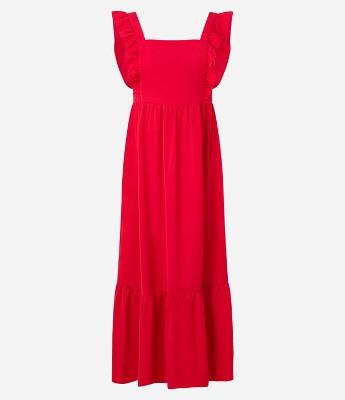 Vestido Longo com Babadinhos na Alça e Barra