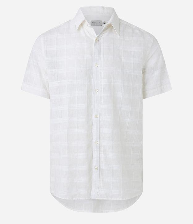 Camisa Regular em Linho com Textura Grid e Gola Colarinho - 2