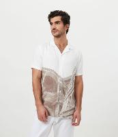 Camisa Slim em Viscose Manga Curta com Estampa Arquitetura - 1