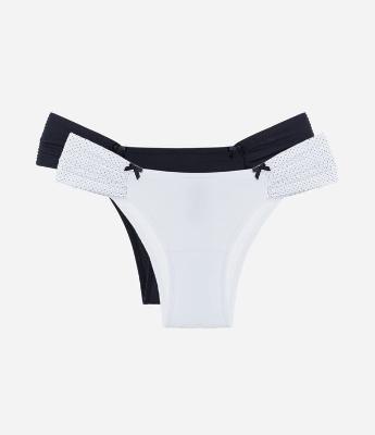 Kit 2 Calcinhas Biquíni em Microfibra com Laterais Drapeadas Sem Estampa