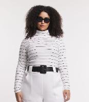 Blusa Manga Longa em Ribana Listrada Curve & Plus Size - 1