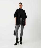 Calça Legging em Jacquard com Recorte em Material Sintético - 1