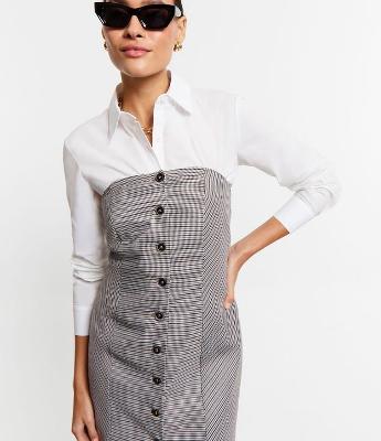 Vestido Tomara que Caia Alfaiatado com Abotoamento e Estampa Xadrez