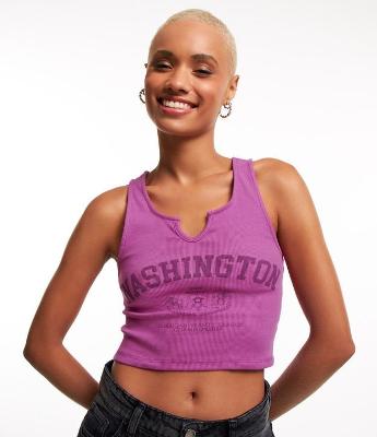 Blusa sem Manga em Ribana com Lettering Washington