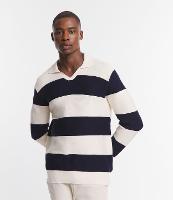 Blusão em Viscose Meia Malha com Gola Lapela e Estampa Listrada - 1