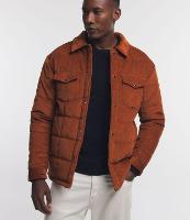 Jaqueta Puffer em Veludo Cotele e Dois Bolsos com Lapela - 1