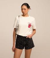 Short Cintura Alta em Jeans com Bolinhas Brilhantes - 2