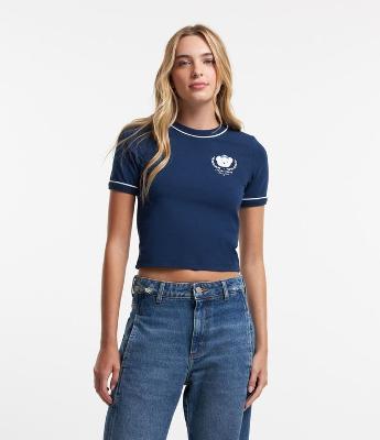 Blusa Cropped em Algodão e Estampa Ursinho