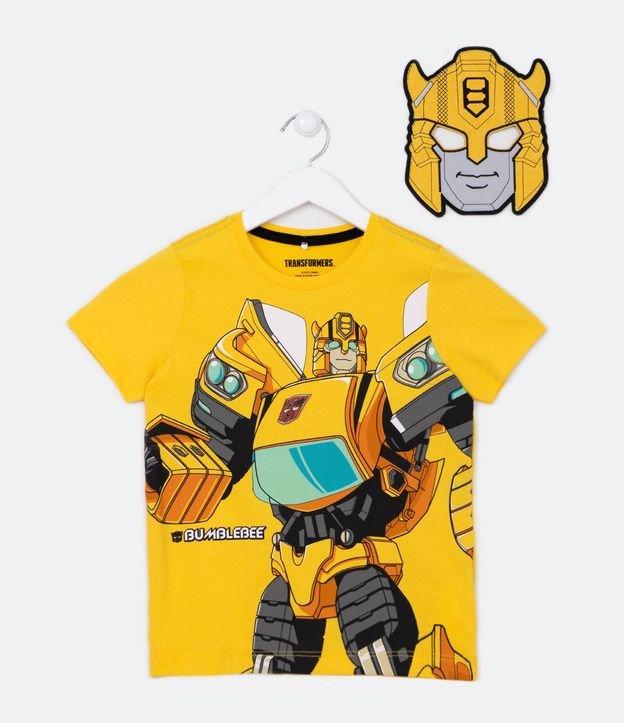 Camiseta Infantil com Estampa Bumbleebe Transformers com Máscara - Tam 3 a 10 Anos - 1
