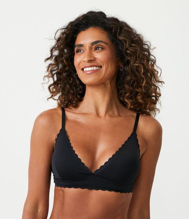 Sutiã Triângulo em Microfibra com Bojo Removível Borda Nuvem - 1