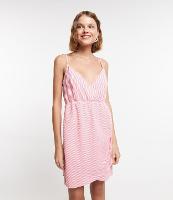 Vestido Curto em Tricoline Transpassado e com Listras em Fio Tinto - 1