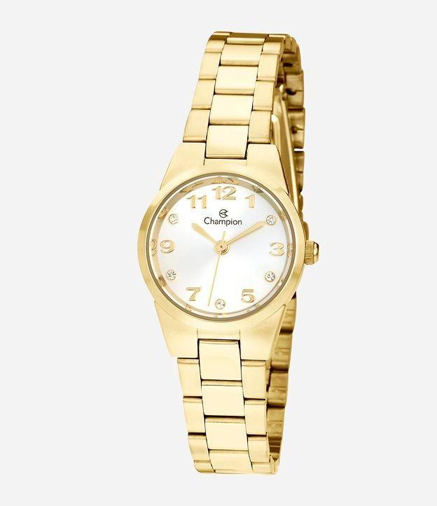 Kit Relógio Metal Champion Feminino Analógico Com Caixa Em Metal Dourado E Pulseira Em Aco Dourado Ch26846W - 1