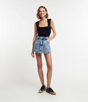 Short Saia em Jeans com Bolsos - 1
